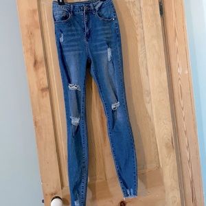 High rise distressed skinny jeans, size xs, shein.